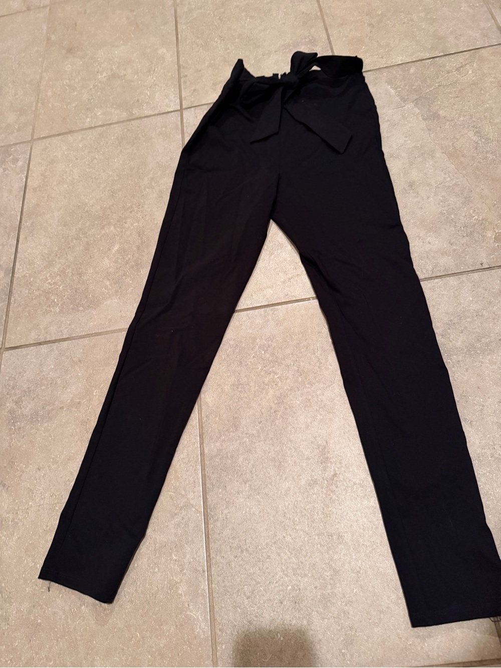 Fashion Nova Black Straight Leg Paperbag Waist Pants